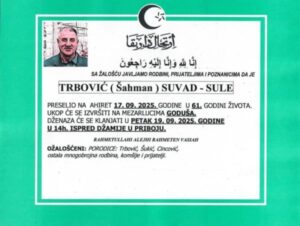 Suad Trbović izgubio bitku za život: Heroj koji je drugome poklonio zdravlje i postao simbol dobrote u Priboju Suad Trbović izgubio bitku za život: Heroj koji je drugome poklonio zdravlje i postao simbol dobrote u Priboju