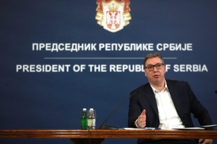 The President of the Republic of Serbia Aleksandar Vucic addressed the nation from the building of the General Secretariat of the President of the Republic.Predsednik Republike Srbije Aleksandar Vucic obratio se naciji iz zgrade Generalnog sekretarijata predsednika Republike.