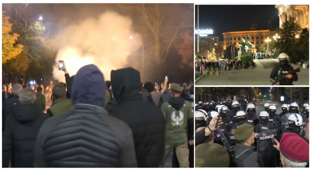 MUP i BIA osudili nasilje ispred Doma Narodne skupštine: Povrijeđen policajac, zapaljen šator MUP i BIA osudili nasilje ispred Doma Narodne skupštine: Povrijeđen policajac, zapaljen šator